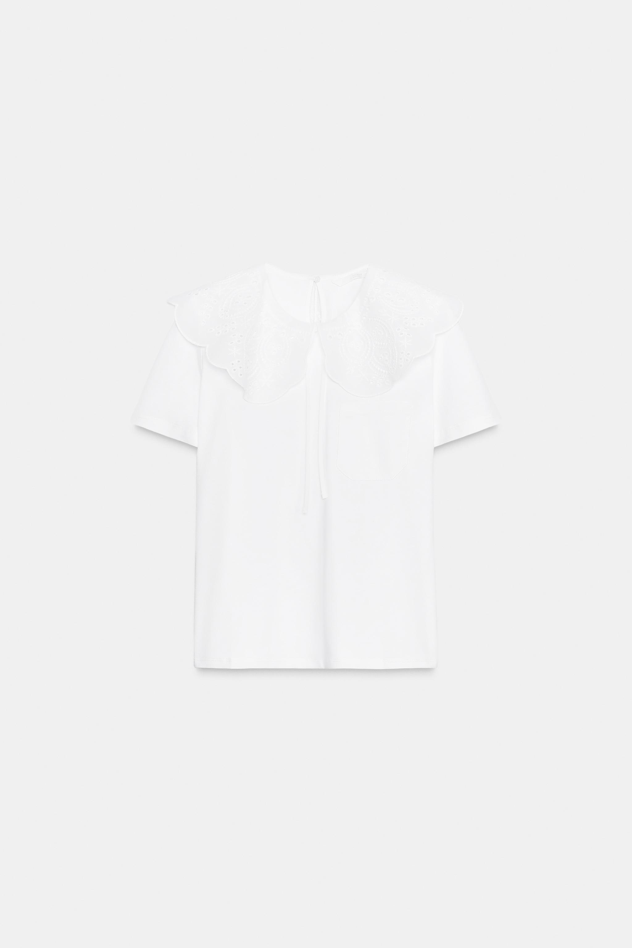 T-SHIRT COL CLAUDINE BRODÉ